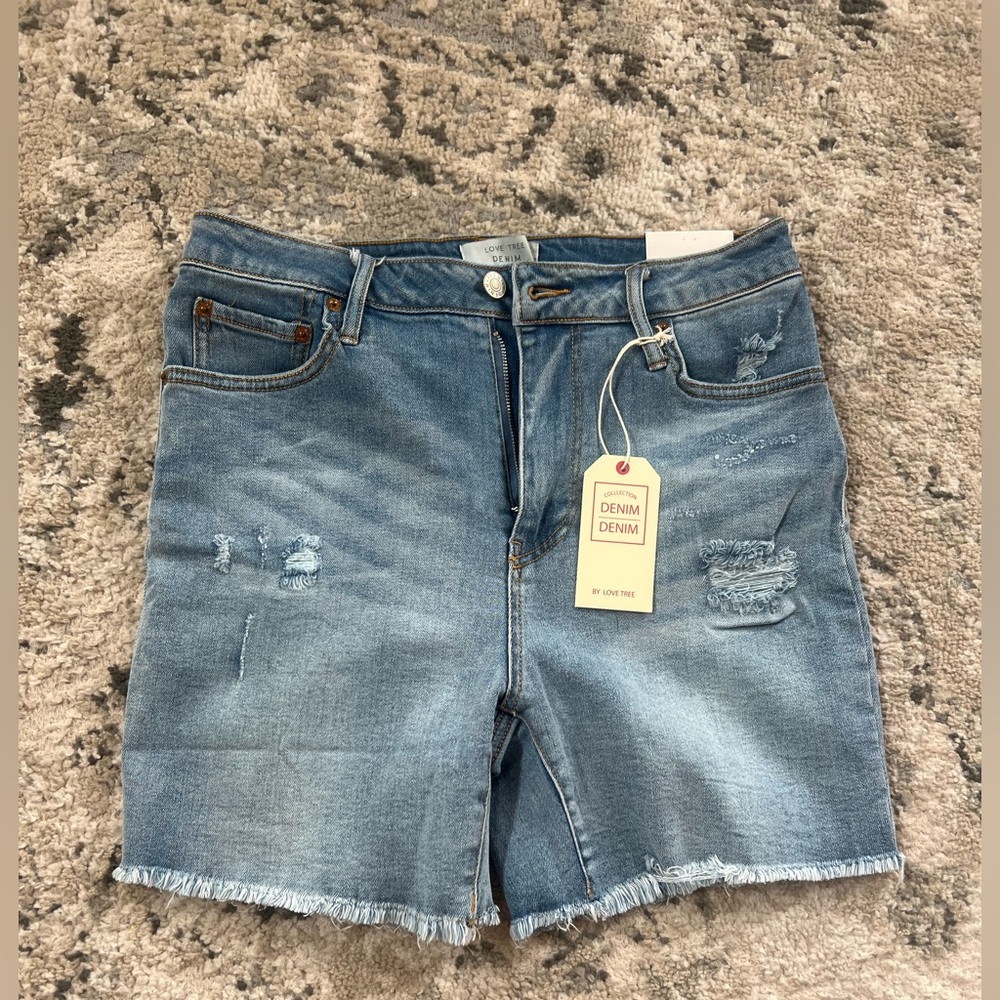 Love Tree Blue Jean Shorts Distressed Raw Hem